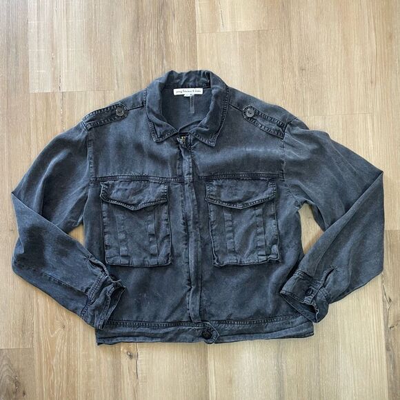 Young Fabulous & Broke Jackets & Blazers - Young Fabulous & Broke Women's Gray Full Zip Utility Bomber Jacket Size Small